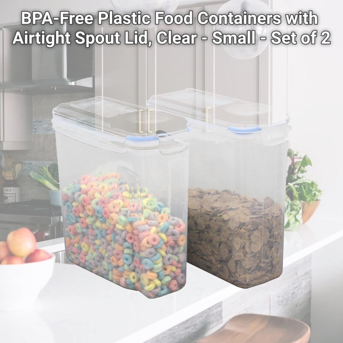 Picture of Basicwise QI003437 BPA-Free Plastic Food Containers with Airtight Spout Lid, Clear - Small - Set of 2