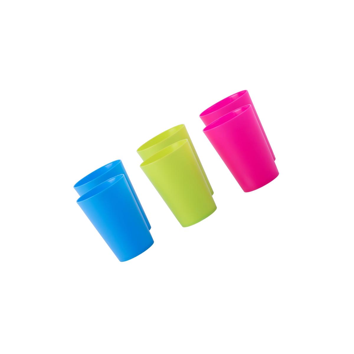 Picture of Basicwise QI003475.6 2.75 x 3.75 in. 7 oz Plastic Reusable Cups, Red, Green & Blue - Set of 6