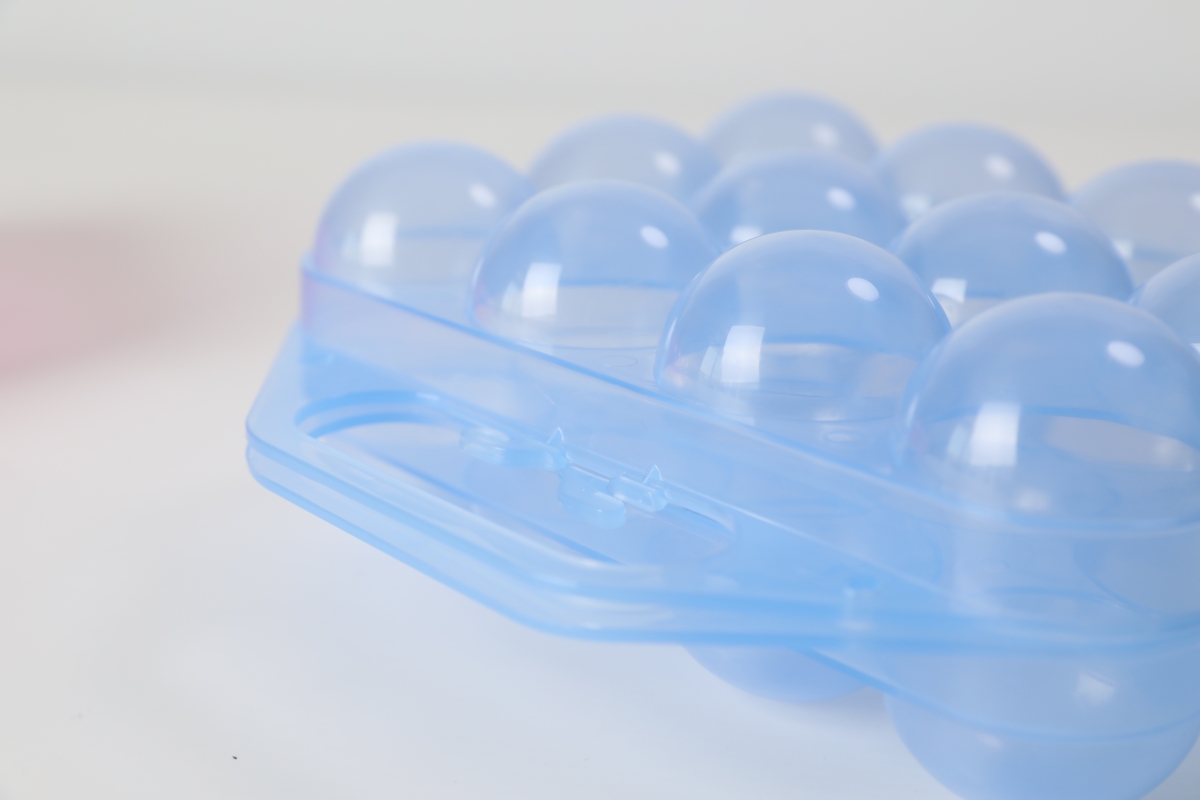 Picture of Basicwise QI003329B Clear Plastic Egg Carton, 12 Egg Holder Carrying Case with Handle, Blue