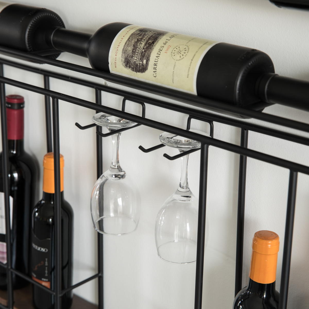 Picture of Vintiquewise QI004276 Vintage Decorative Modern Black Metal Round Wall Mounted Wine Display Rack