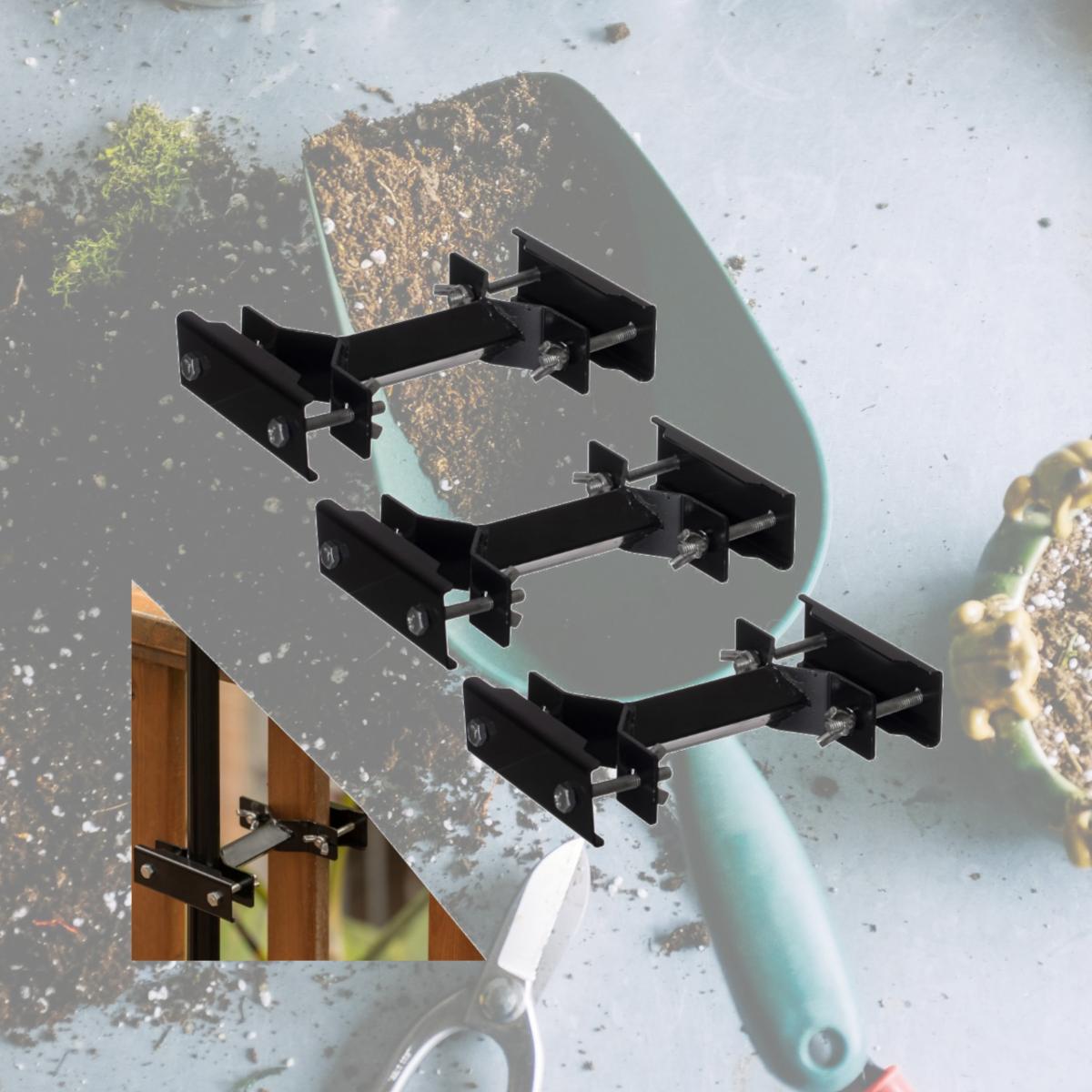 Picture of Gardenised QI004404 Outdoor Metal Patio Black Deck Umbrella Clamp for Fence Post, Railing, Bleachers or Benches, 3 - Pack