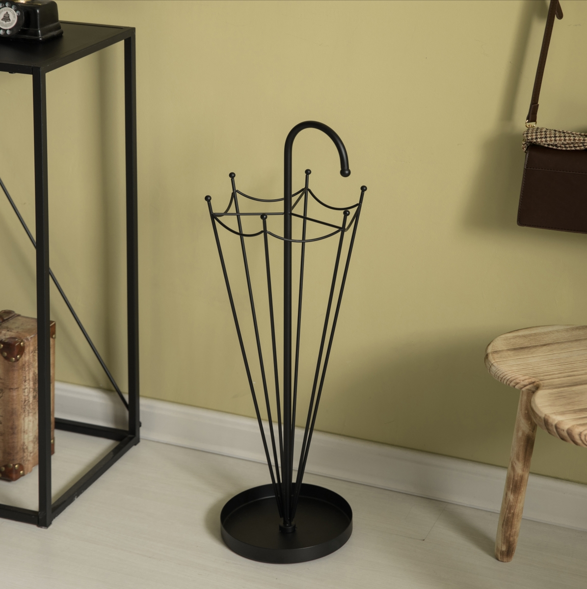 Picture of Vintiquewise QI004468 Black Umbrella Shaped Creative Umbrella Holder Stand for Indoor and Outdoor
