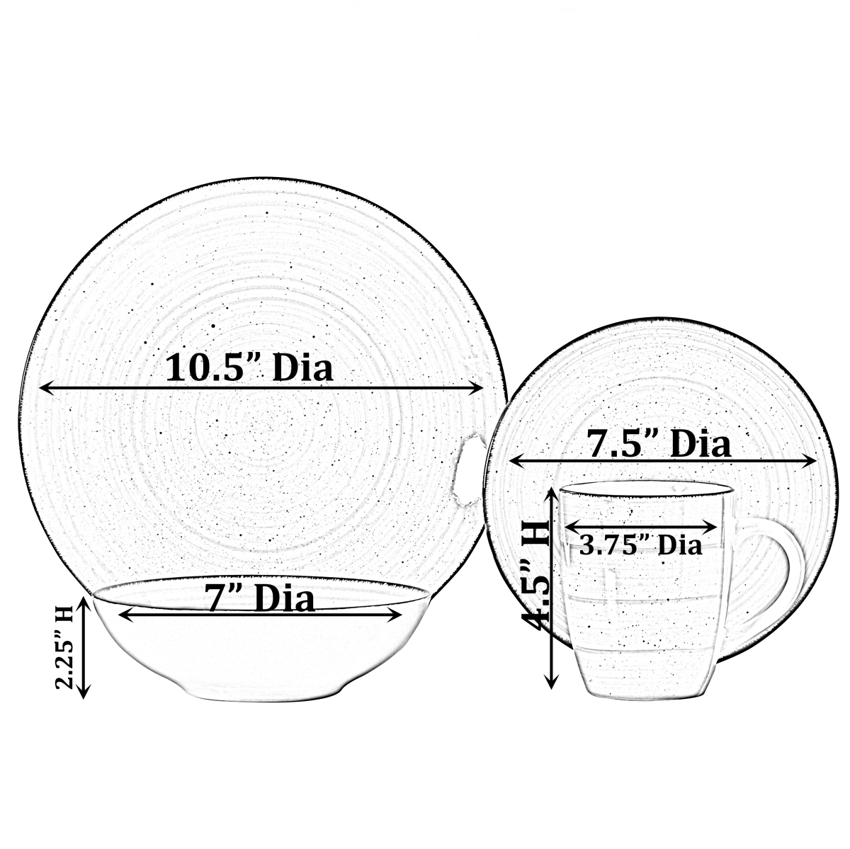 Picture of Quickway Imports QI004502.BL 16 PC Dinnerware Dish Set for 4 - Mugs, Salad and Dinner Plates and Bowls Sets, High Quality Dishes with Highly Chip and Crack Resistant, Dishwasher and Microwave Safe, Blue