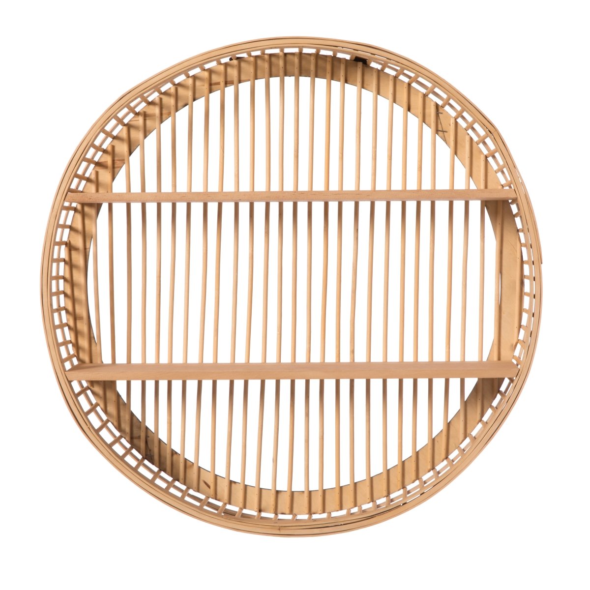 Picture of Vintiquewise QI004514 Decorative Rattan Round Display Shelf With 2 Shelves for The Dining Room, Living Room, or Office.