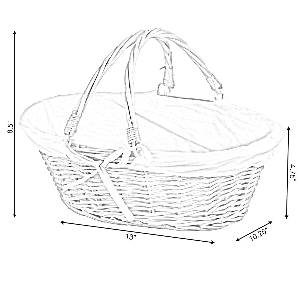 Picture of Wickerwise QI003055R.3 Set of 3 Wicker Willow Picnic Basket with Double Drop - Down Handles - Perfect as Gift basket for all Occasions like Halloween, Thanksgiving and  Easter with Red Liner