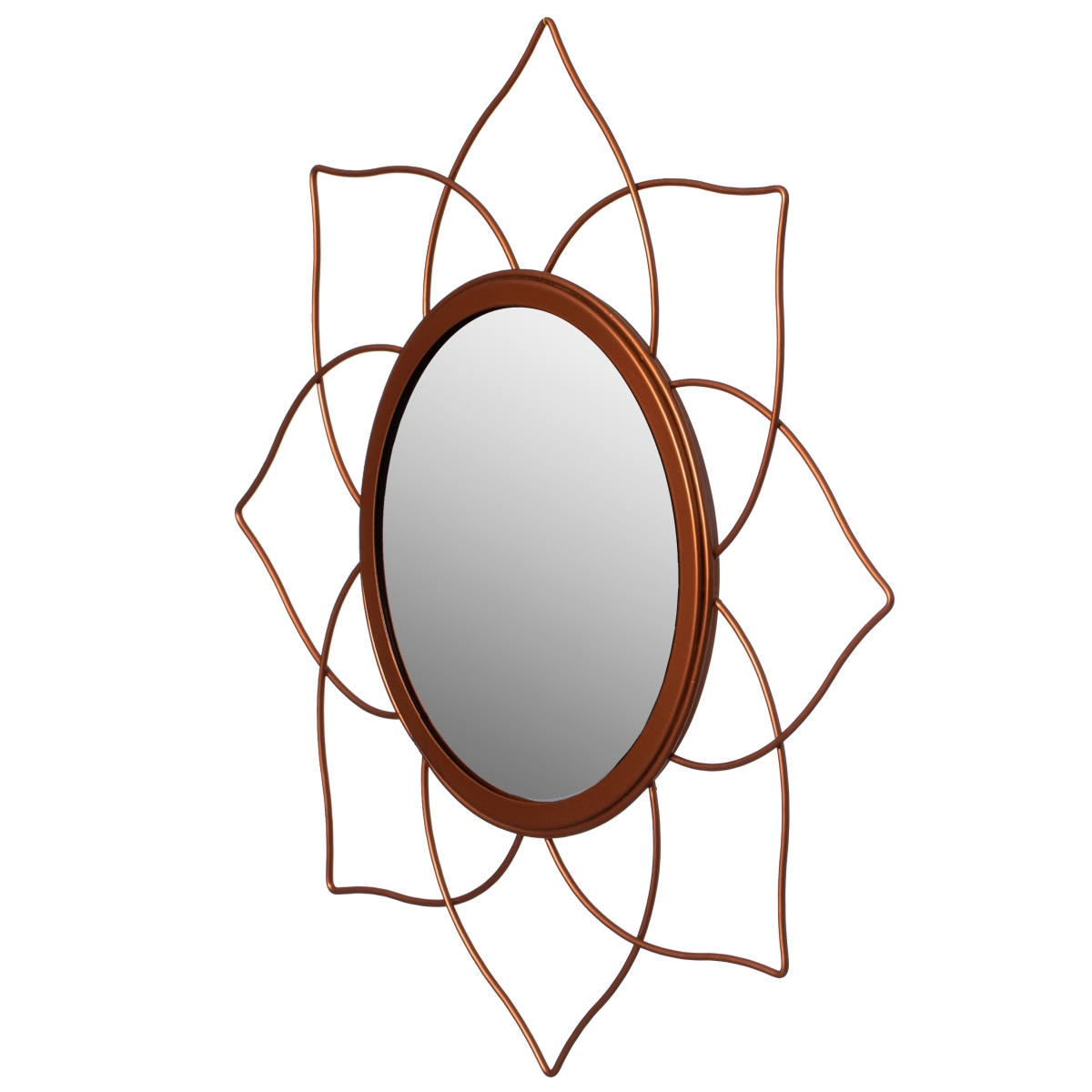 Picture of Uniquewise QI004581 Decorative 12.25-inch Flower Shape Rose Gold Metal Frame Mirror - Perfect for Living Room&#44; Bedroom&#44; Bathroom Vanity&#44; Entryway&#44; or Hallway&#44; Adding Elegance and Charm to Your Space
