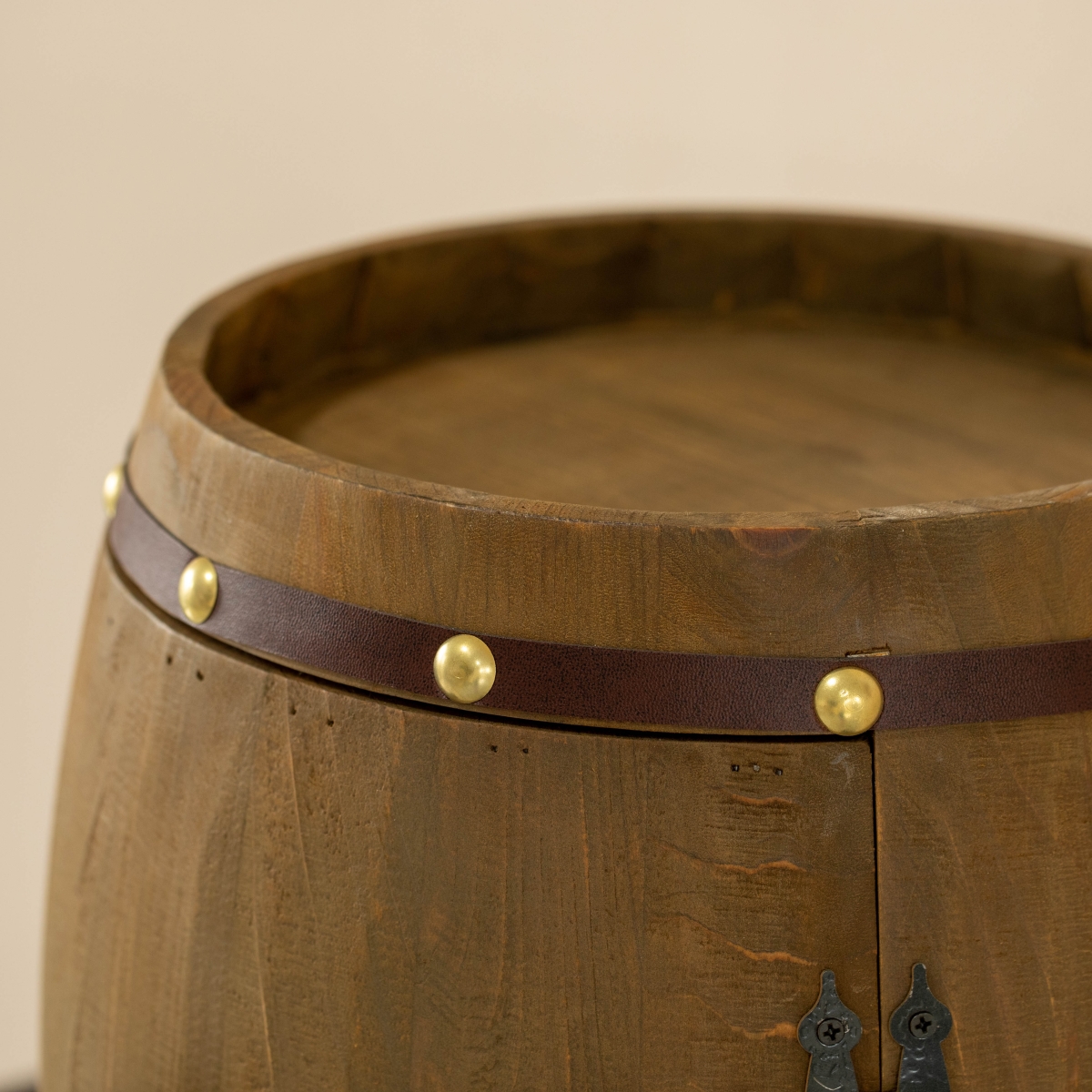 Picture of Vintiquewise QI004652 Vintage Wooden Barrel Shaped Wine Holder with a rotating turntable that allows easy access to your wine for Dining Room, Entryway, or Kitchen