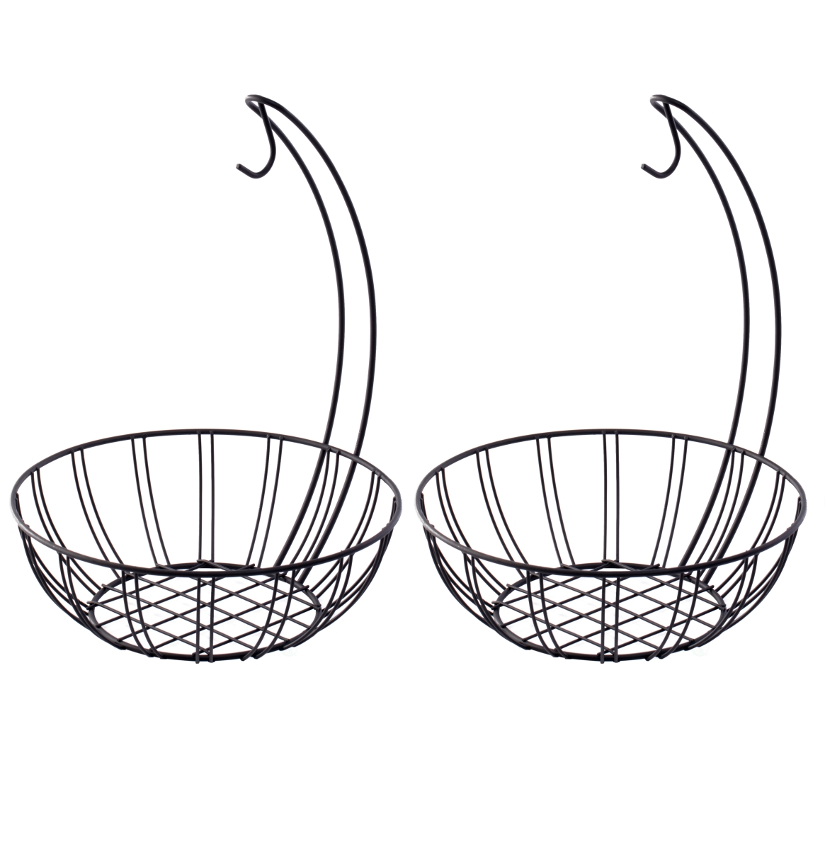 Picture of Basicwise QI003494.2 Wire Metal Fruit Basket Holder with Banana Hanger, Set of 2
