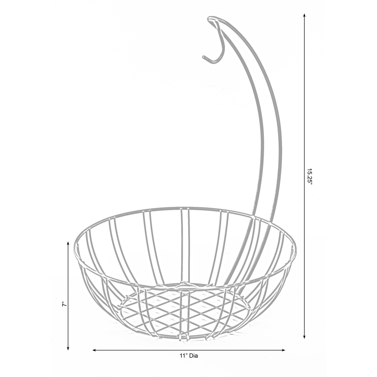 Picture of Basicwise QI003494.2 Wire Metal Fruit Basket Holder with Banana Hanger, Set of 2