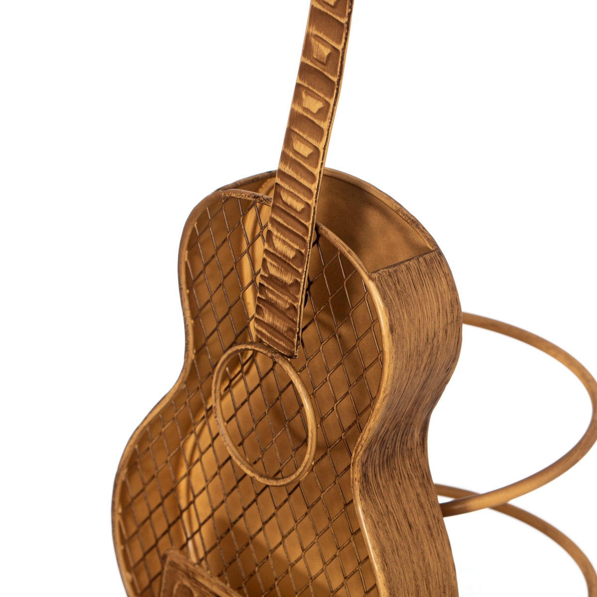Picture of Vintiquewise QI004681 Vintiquewise Decorative Metal Guitar Shape Wine Bottle and Cork Holder  a Unique Home Decor Piece and Countertop Accessory, Great Collection for Wine Lovers