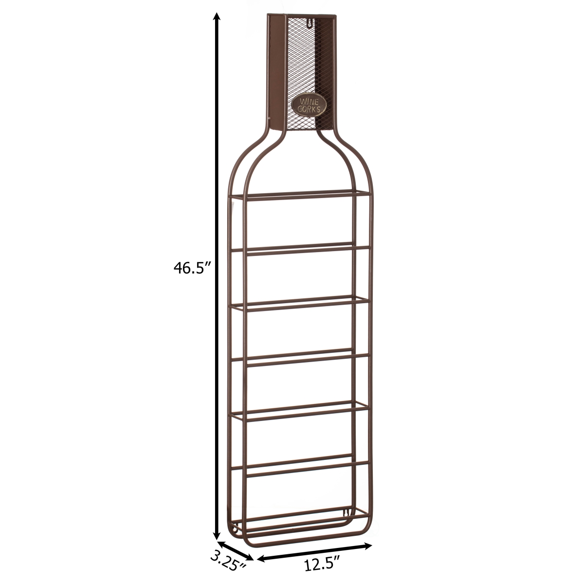 Picture of Vintiquewise QI004683 Vintiquewise Decorative Wall-Mounted 7-bottle Metal Wine Rack with Mesh Cork Catcher, Stylish Champagne, White, and Red Wine Storage