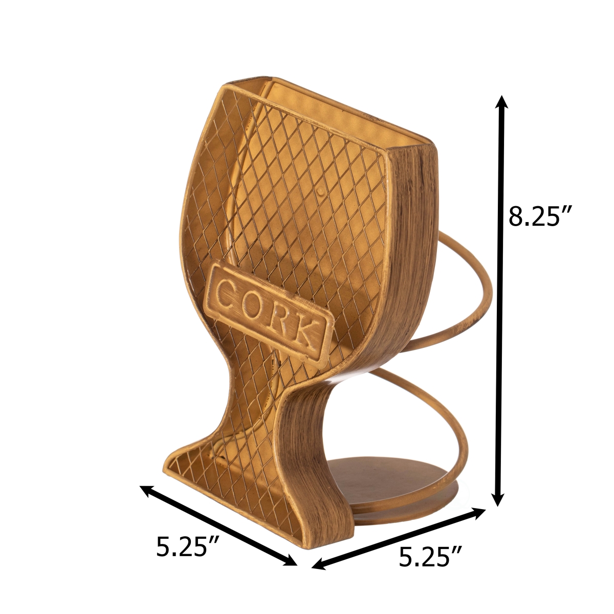 Picture of Vintiquewise QI004682 Vintiquewise Decorative Metal Goblet Shape Wine Bottle and Cork Holder a Unique Home Decor Piece and Countertop Accessory - Great Collection for Wine Lovers