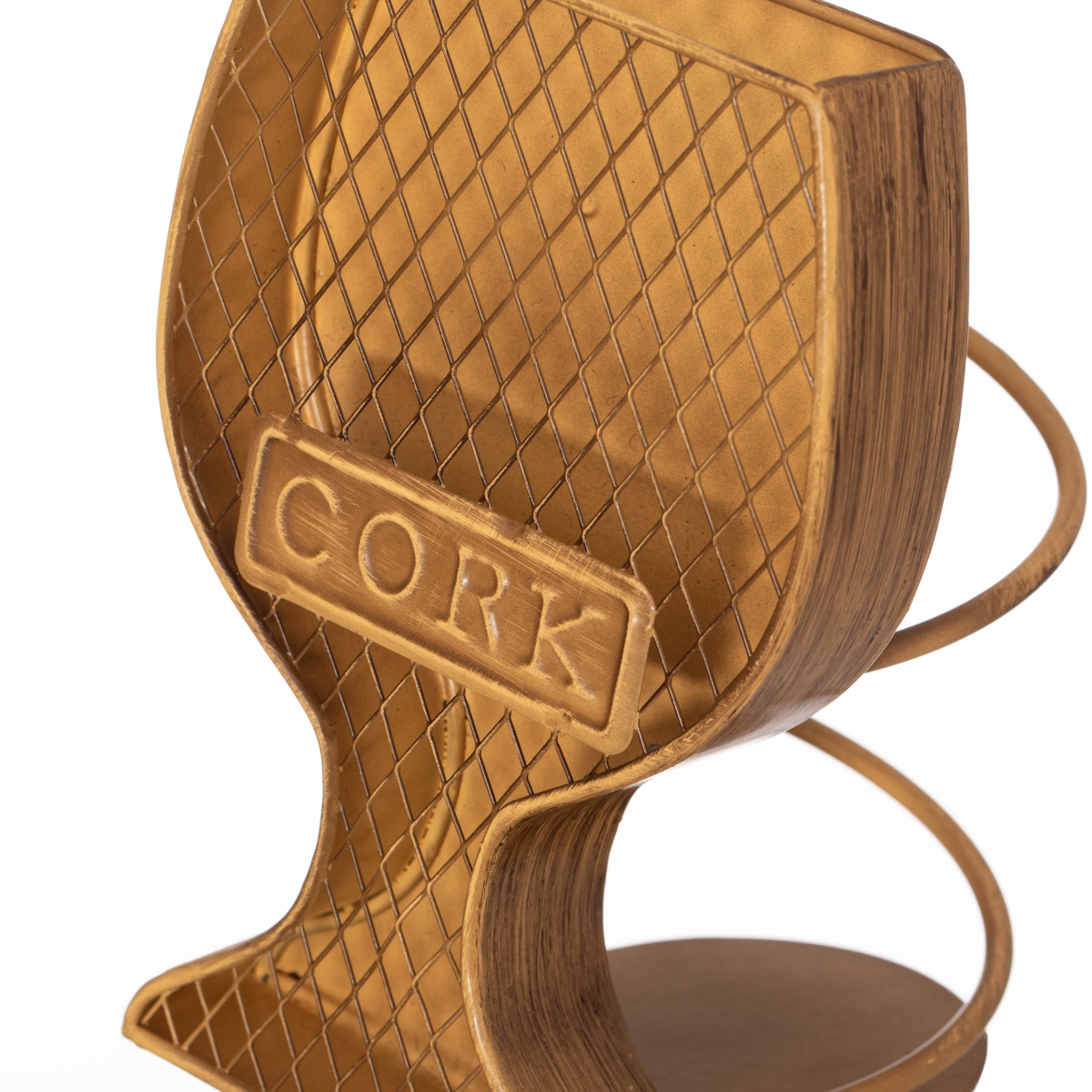 Picture of Vintiquewise QI004682 Vintiquewise Decorative Metal Goblet Shape Wine Bottle and Cork Holder a Unique Home Decor Piece and Countertop Accessory - Great Collection for Wine Lovers