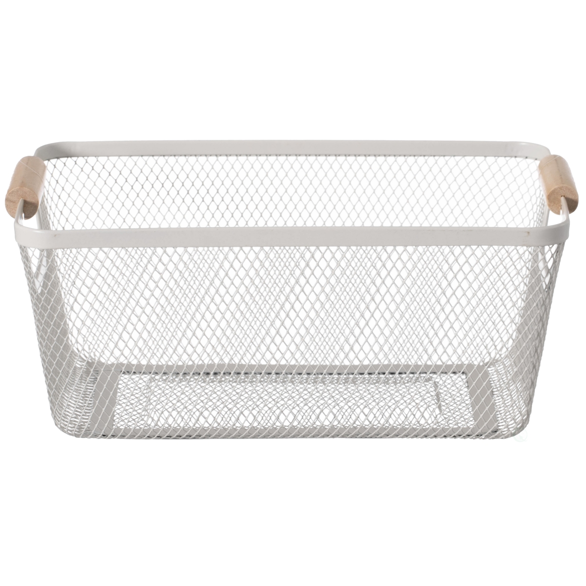 Picture of Basicwise QI004824.WT.M.3 Basicwise Set of 3 Medium Multipurpose Metal Mesh Basket with Wooden Handle Storage Organizers for Kitchen Bathroom Cabinet Closet