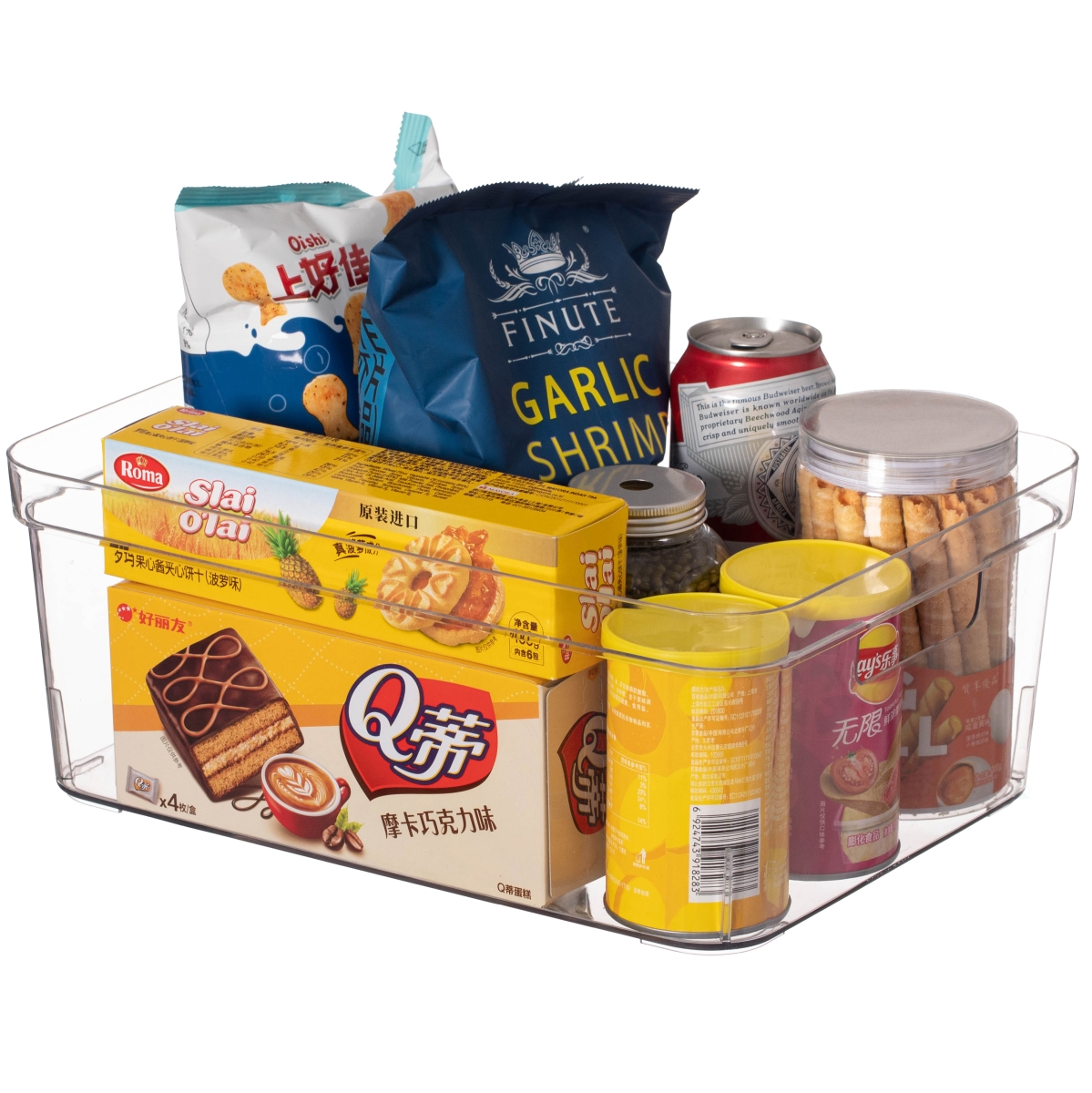 Picture of Basicwise QI004823.M Basicwise Clear Storage Container with Lid For Kitchen Pantry Cabinet & Fridge Storage For Organizing Snacks Produce Supplies Or Essentials Durable Bin For Home Dorm Apartment Or Office Use, Medium
