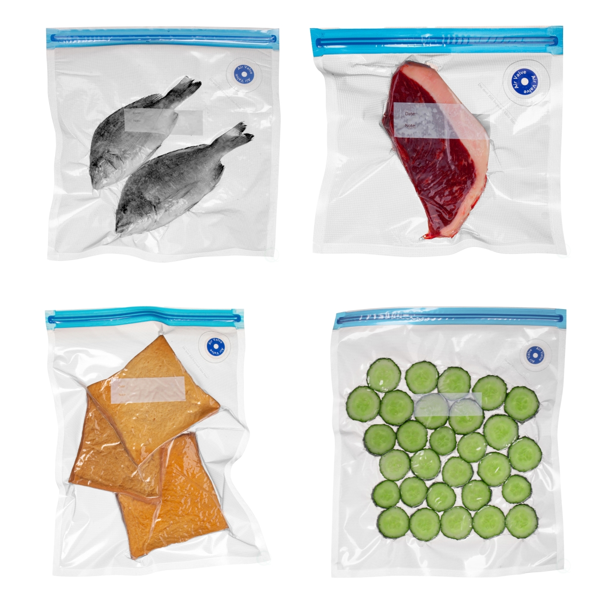 Picture of Basicwise QI004797-98 Basicwise 9' x 8' Set of 12 Reusable Airtight and Resealable Food Storage Bags