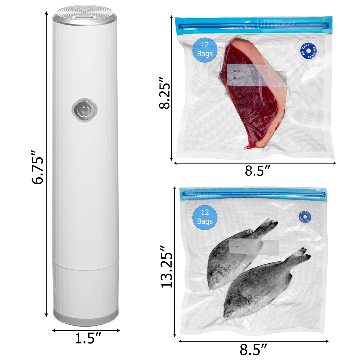 Picture of Basicwise QI004864 Basicwise Handheld Vacuum Sealer Machine with 24-pc Reusable Bags