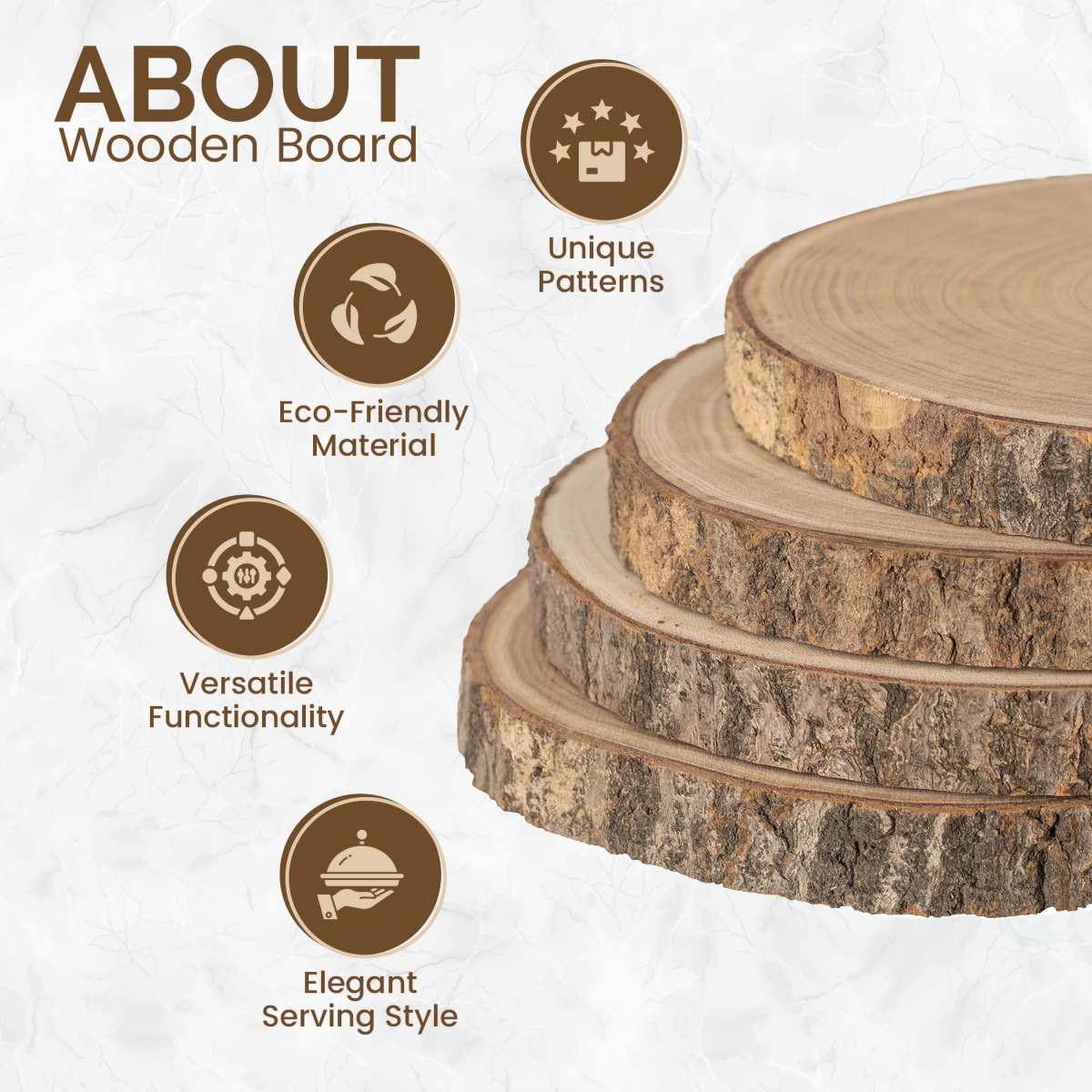 Picture of Vintiquewise QI004940-10.4 Vintiquewise Set of 4 Rustic Wood Slices Round Multi Purpose Natural Wooden Slabs for Chargers Cake Risers Serving Trays, 10-inch
