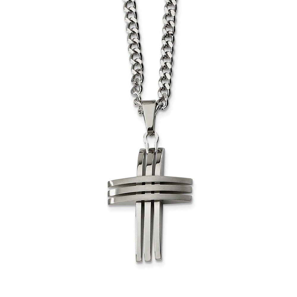 Srn105-24 Stainless Steel Cross Necklace - Size 24