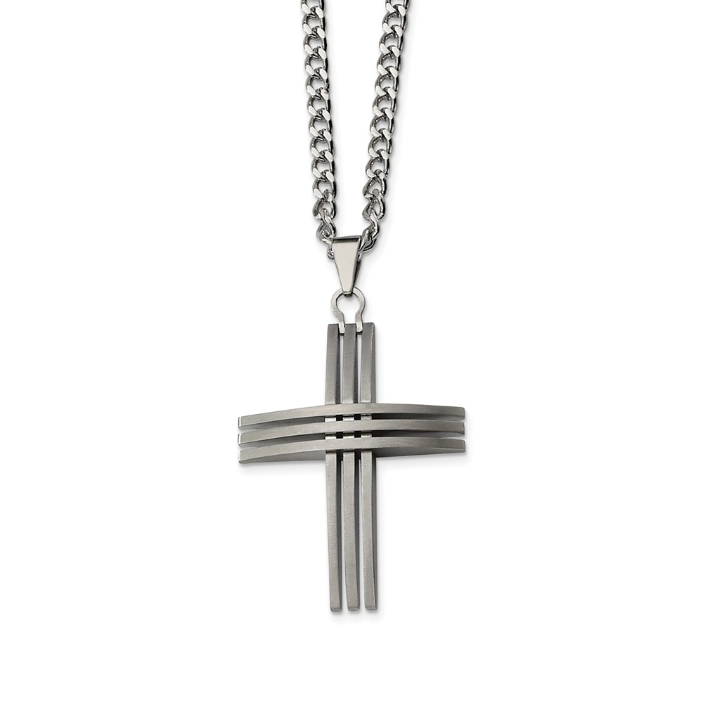 Srn107-24 Stainless Steel Cross 24 In. Necklace