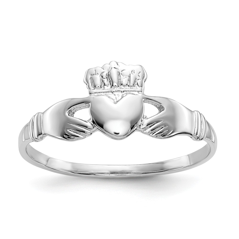 D3106 6 Mm 14k White Gold Ladies Claddagh Ring, Size 6