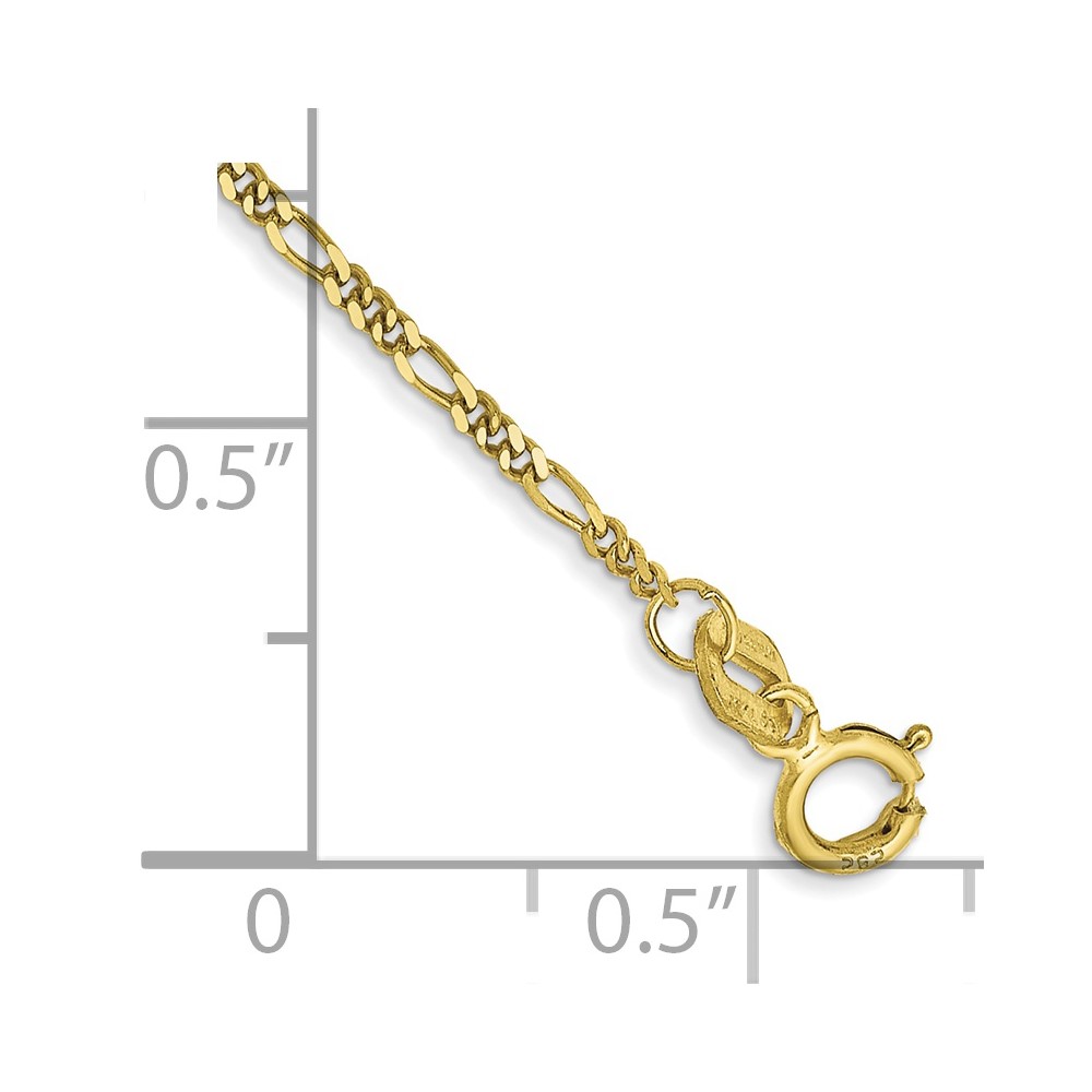 Picture of Finest Gold 10K Yellow Gold 10 in. 1.25 mm Flat Figaro Chain Anklet