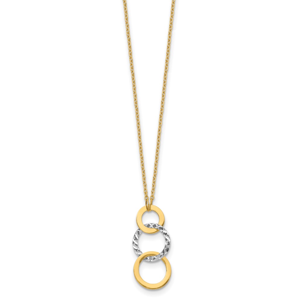 Picture of Finest Gold 14K Two-tone Polished &amp; Textured 3-circle Necklace