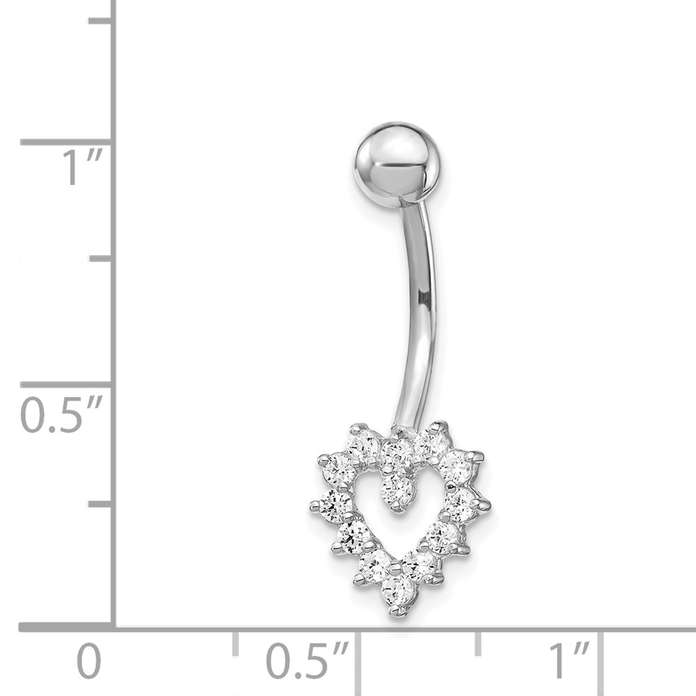 Picture of Finest Gold 10K White Gold with CZ Heart Belly Dangle