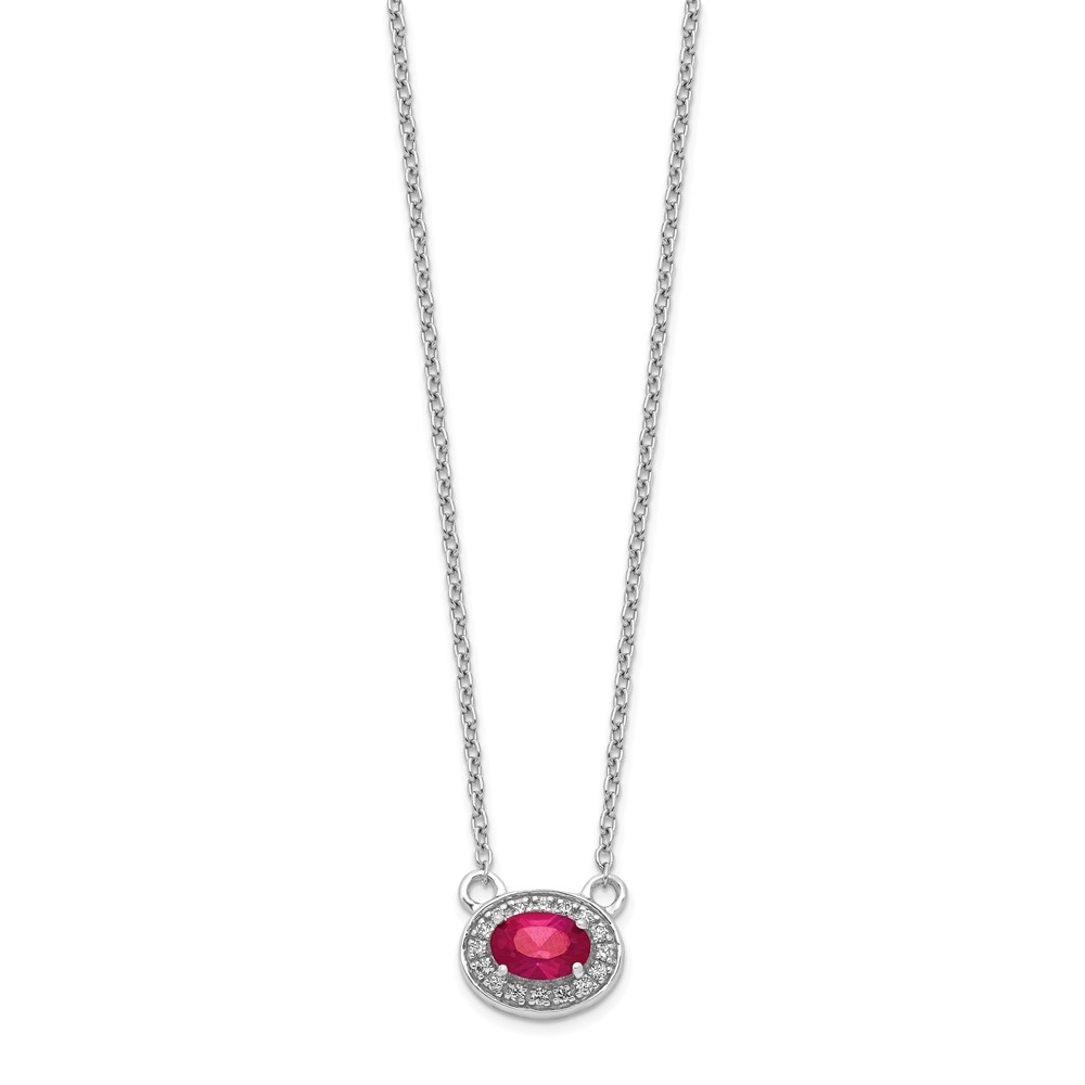 Picture of Finest Gold 14K White Gold Diamond &amp; Oval Ruby 18 in. Necklace
