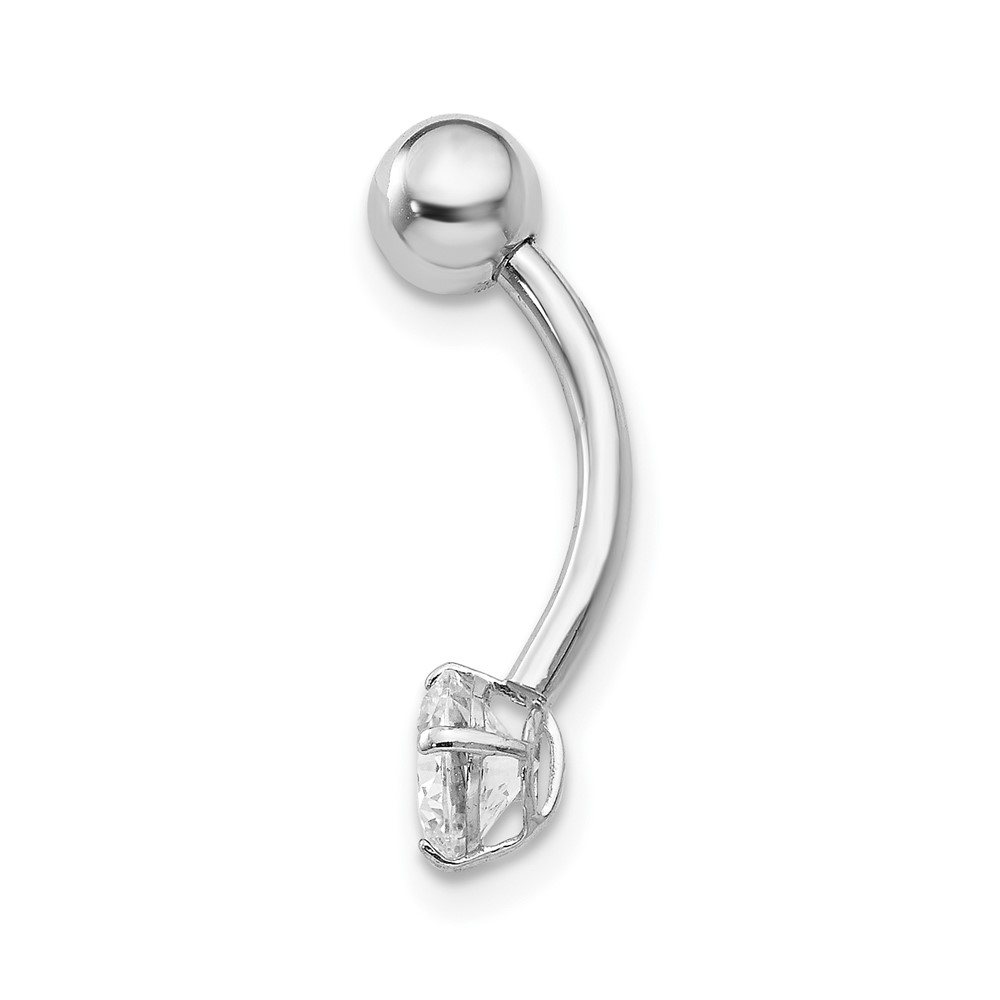 Picture of Finest Gold 10K White Gold with 5 mm Round CZ Belly Dangle