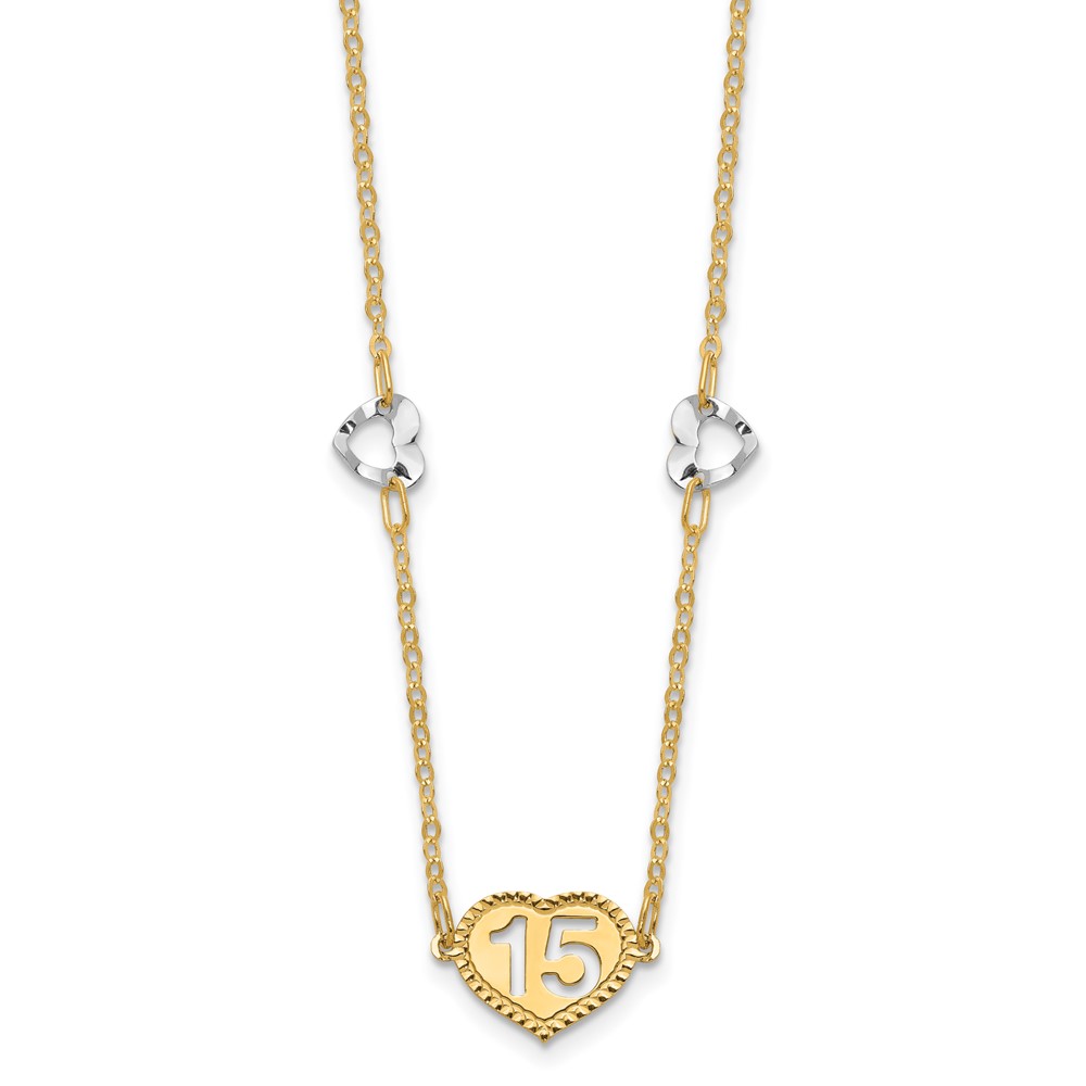 Picture of Finest Gold 14K Two-tone Polished 15 Heart with 2 in. Extended Necklace
