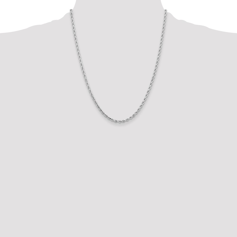 Picture of Finest Gold 3.25 mm 10k White Gold Diamond-Cut Rope Chain