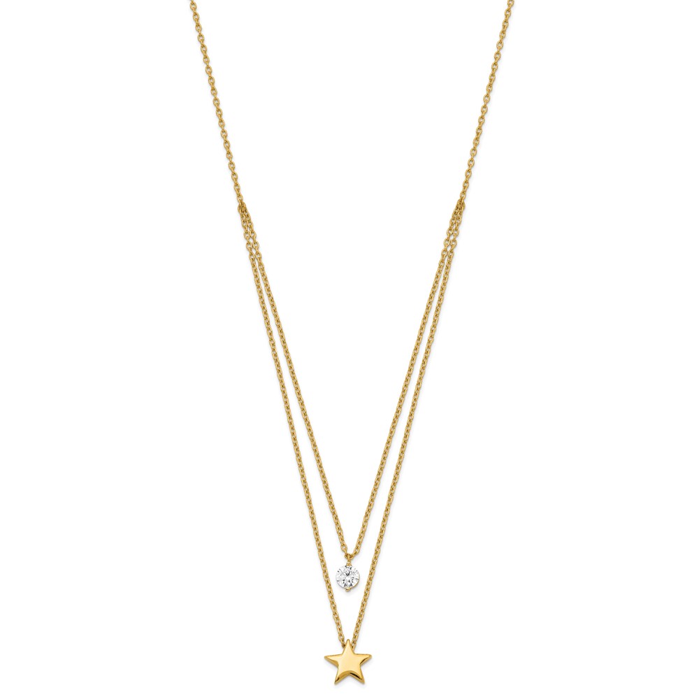 Picture of Finest Gold 14K Yellow Gold Tiered Star &amp; CZ Necklace