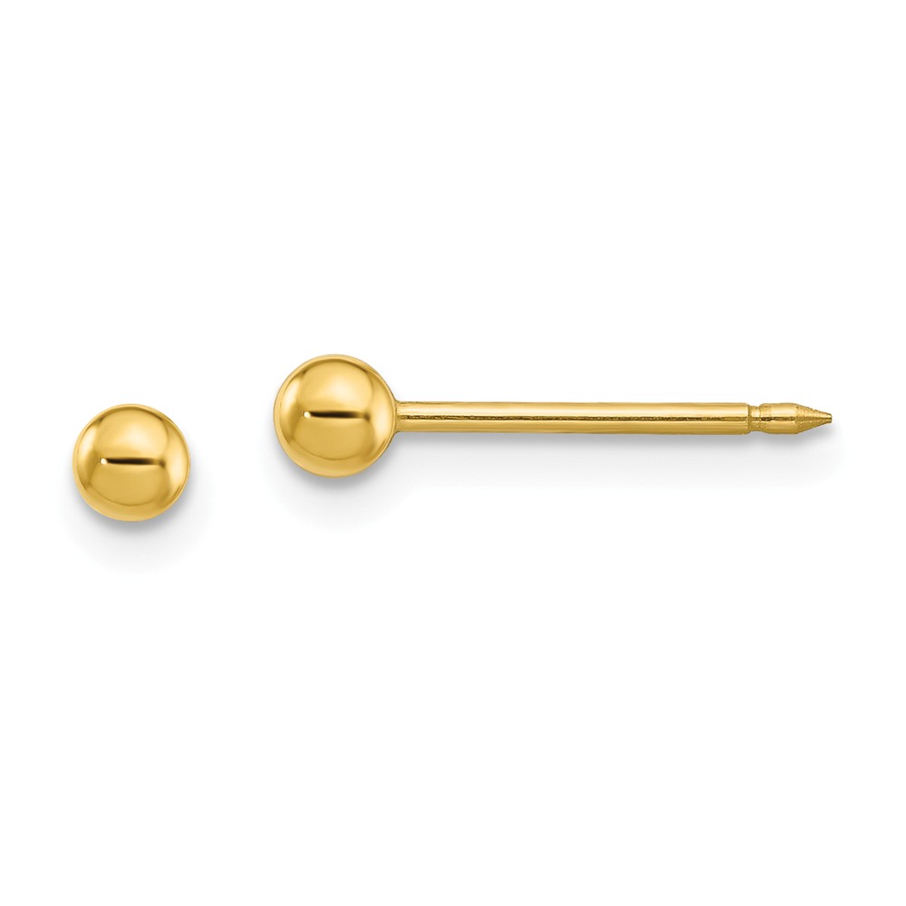 10e 3 Mm 24k Non Metal Plated Inverness Ball Post Earrings, Pair