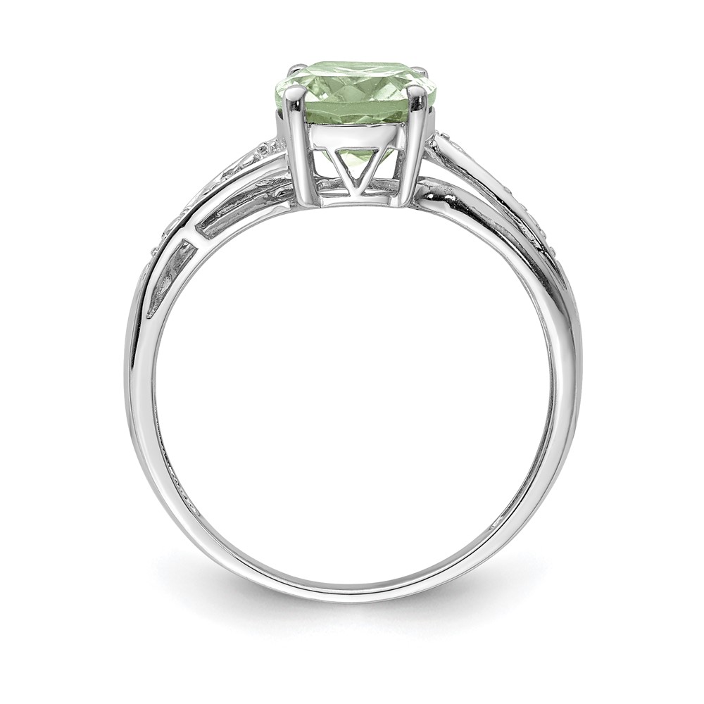 Picture of Finest Gold Sterling Silver &amp; 14K Accent Green Quartz &amp; Diamond Ring - Size 7