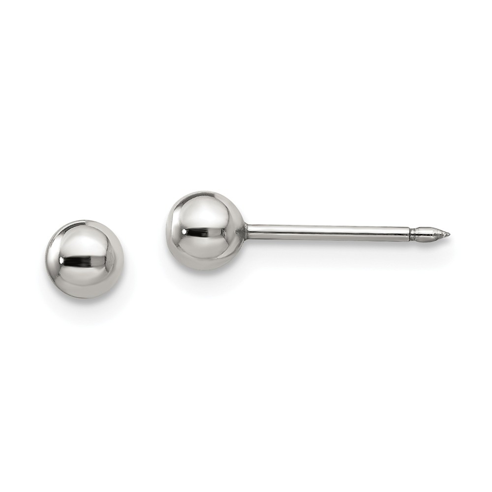 4 Mm Stainless Steel Inverness Polished Ball Post Earrings, Pair
