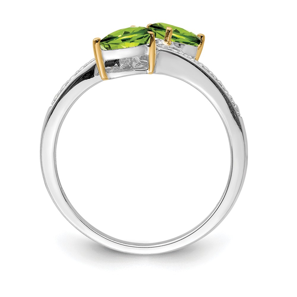 Picture of Finest Gold Sterling Silver &amp; 14K Accent &amp; Peridot Diamond Ring - Size 7