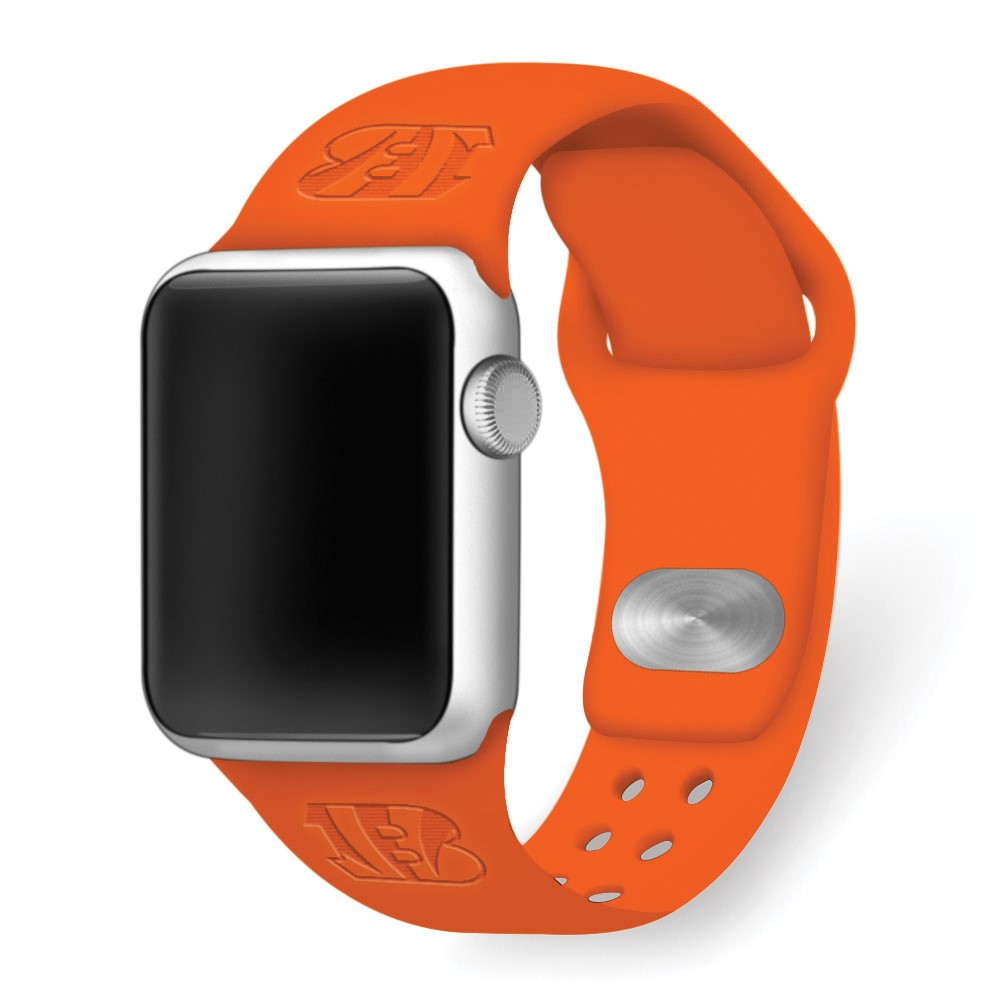 Picture of Finest Gold 38 to 40 mm Gametime Cinti Bengals Deboss Silicon Band for Apple Watch&amp;#44; Orange