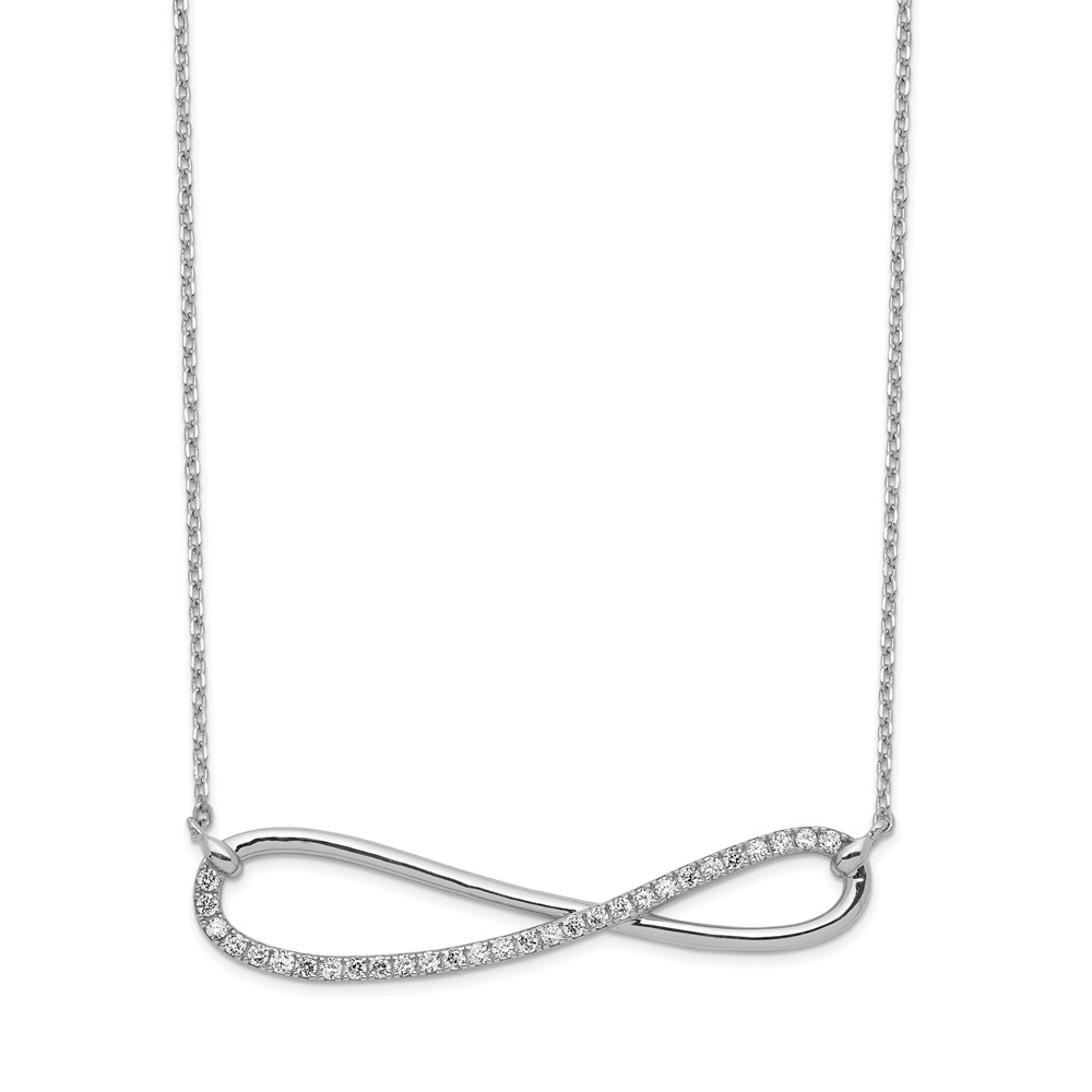 Sterling Silver Cz Polished Necklace - Size 18.5