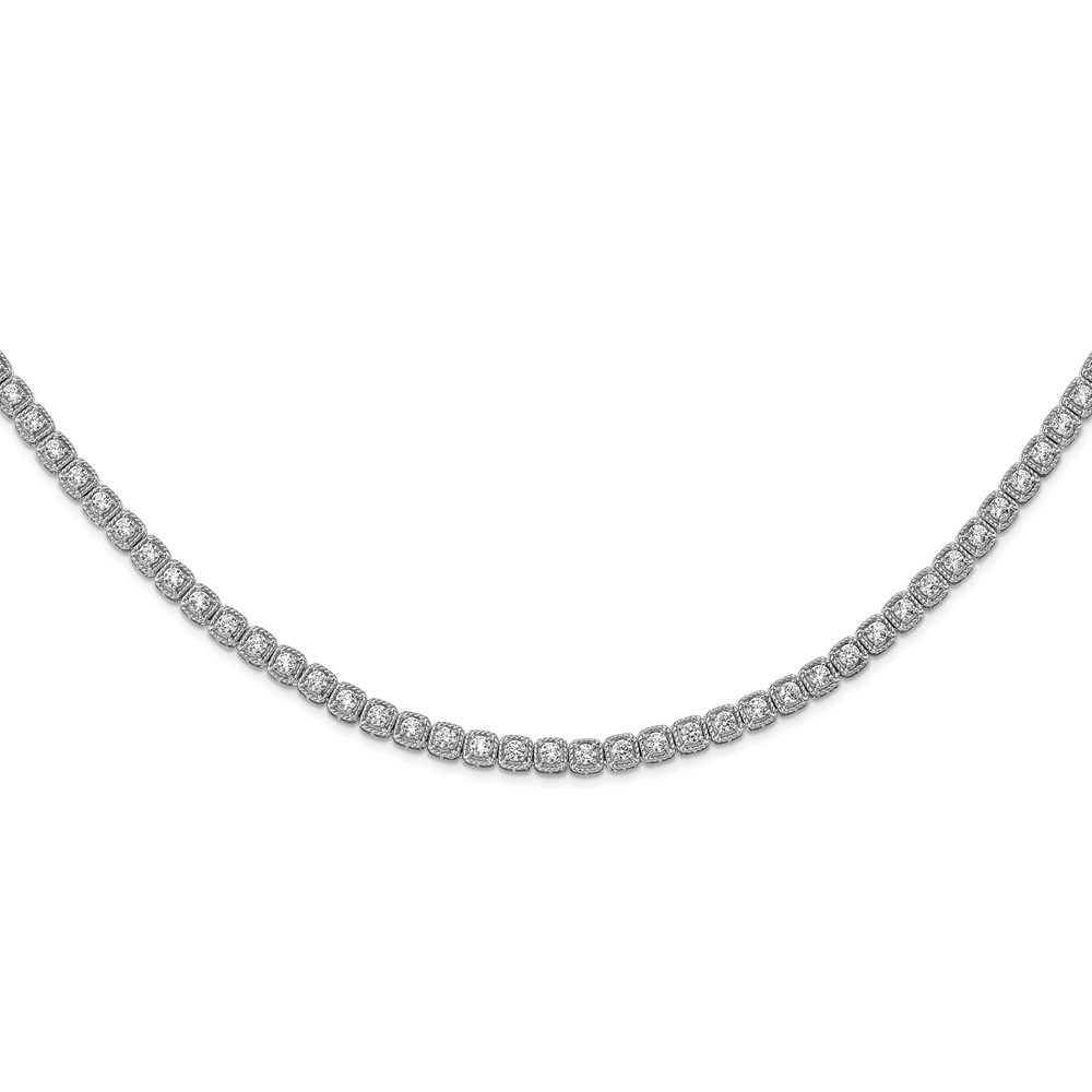 Sterling Silver Cz 17 In. Necklace