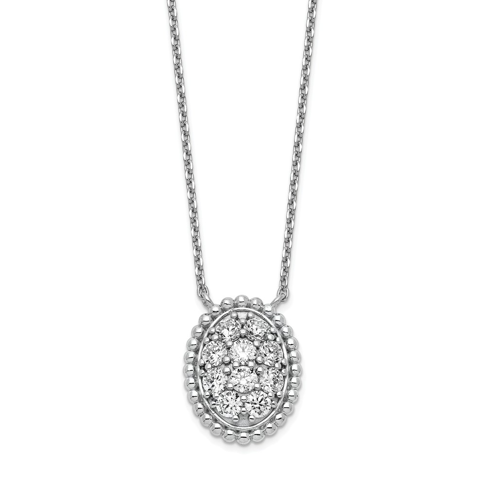 Sterling Silver Cz Oval 18 In. Necklace