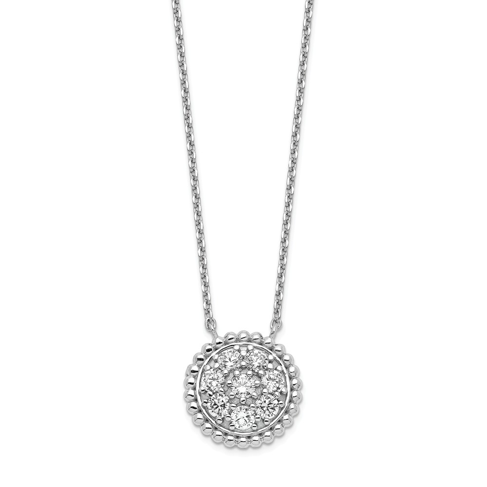 Sterling Silver Circle Cz 18 In. Necklace