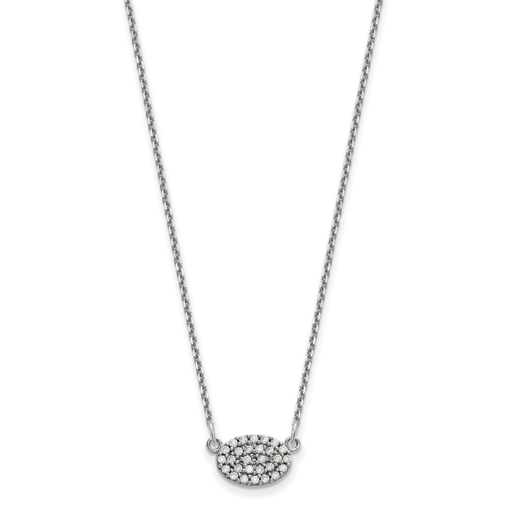 Picture of Finest Gold 14K White Gold Cluster Oval Necklace with Out Chain Mounting