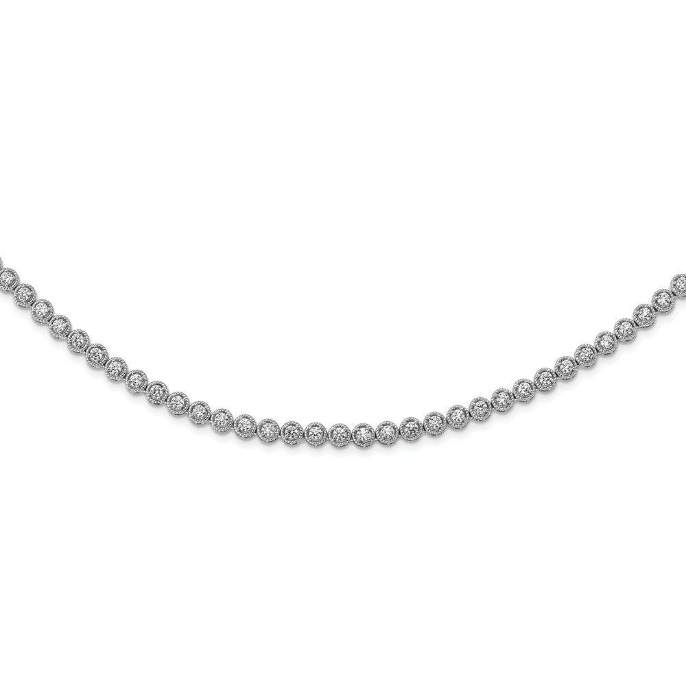 Sterling Silver Cz Riviera 17 In. Necklace