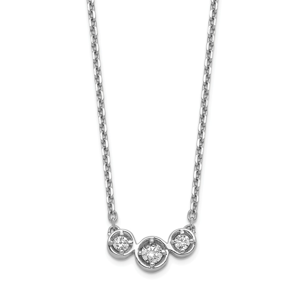Qg5632-16 Sterling Silver Cz 16 X 2 In. With Extension Necklace