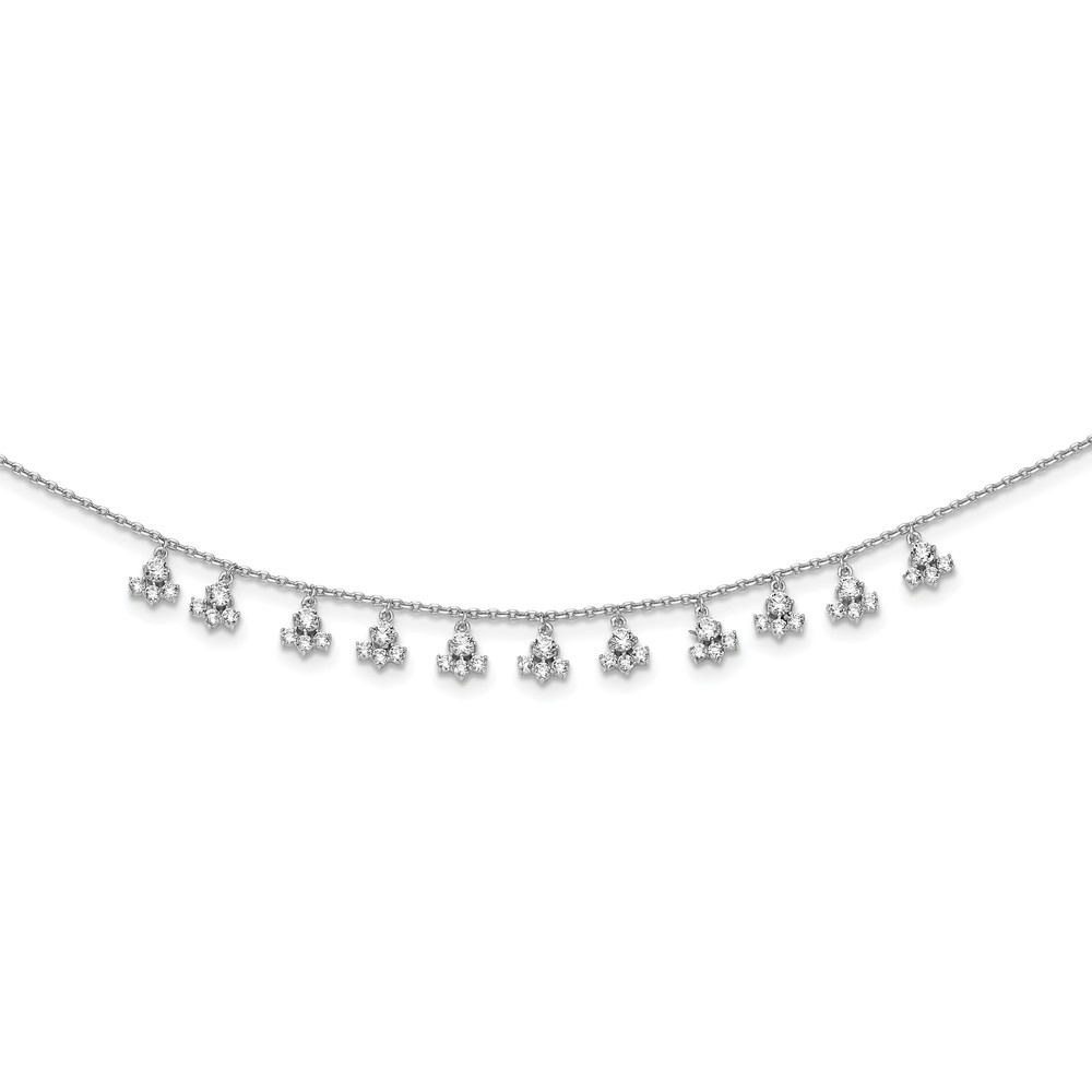 Qg5637-18 Sterling Silver Cz Cluster Dangles 18 In. Necklace