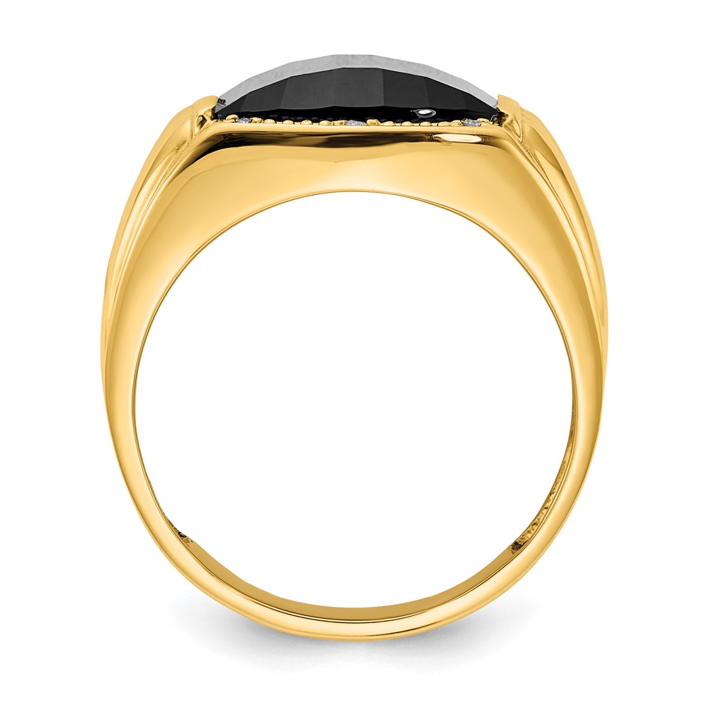 Picture of Finest Gold 14K Ridged-Sides Mens Diamond &amp; Onyx Ring Mounting