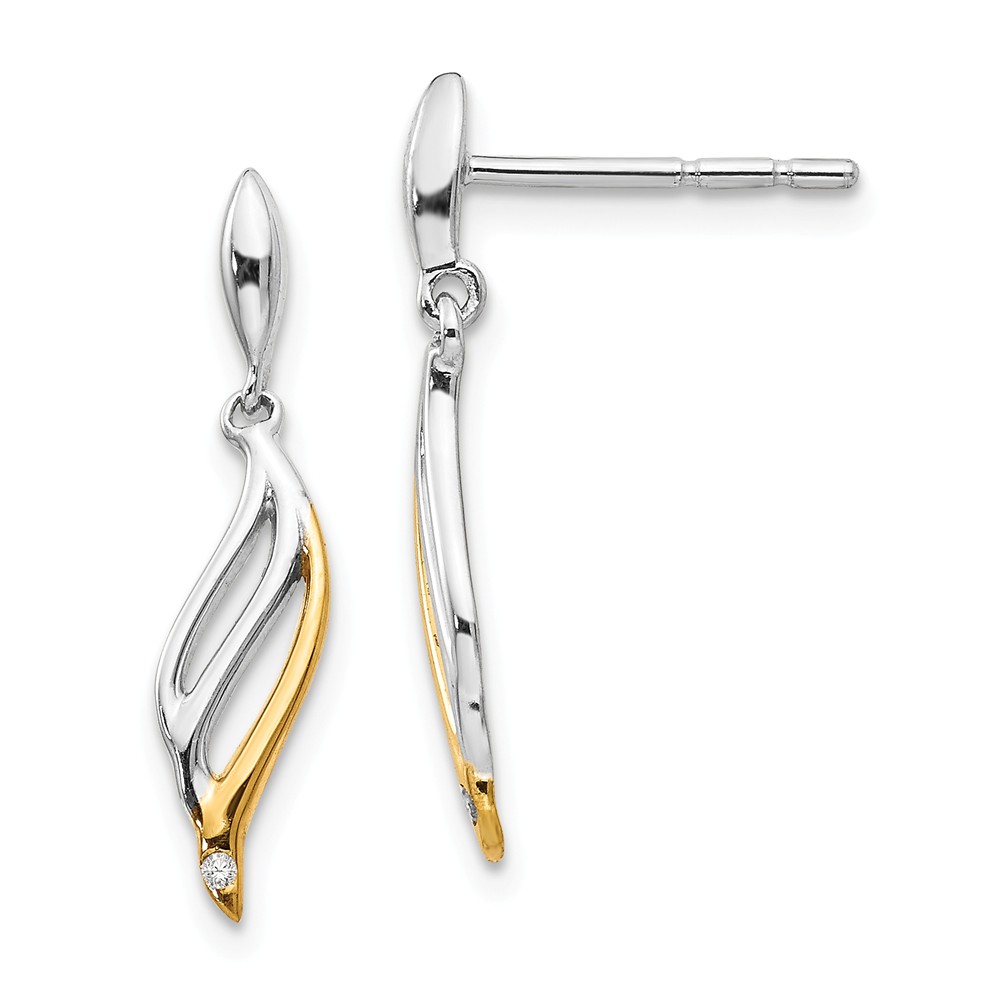Sterling Silver Gold-plated & 0.01 Ct Diamond Post Earrings