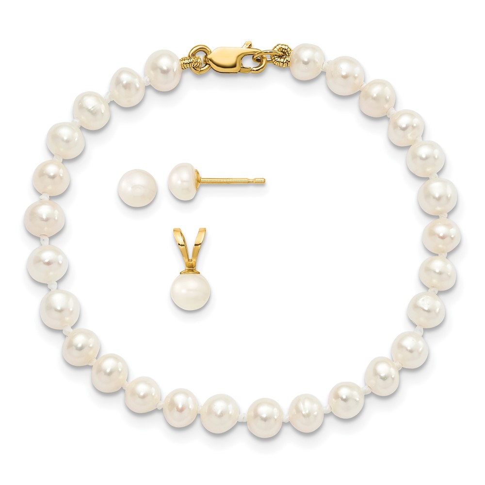UPC 740078119456 product image for 14K 4-5 mm White FW Cultured Pearl Pendant, 5 in. Bracelet & Earring Set | upcitemdb.com