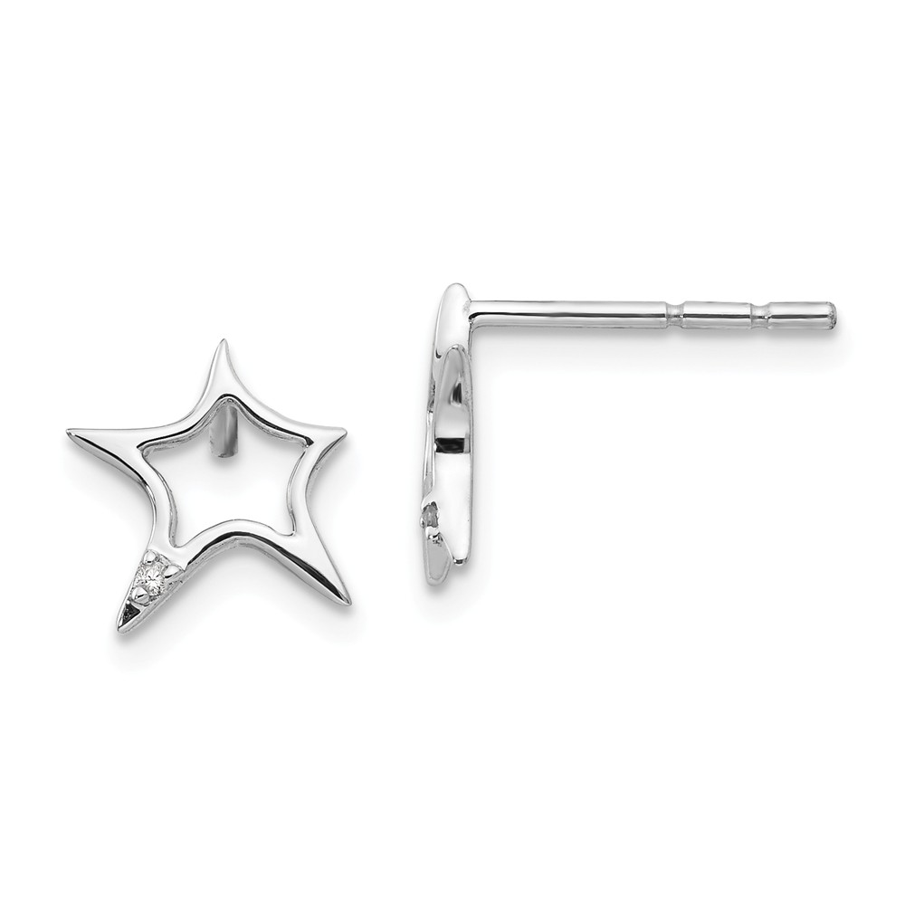 Qw430 Sterling Silver Diamond Star Post Earrings